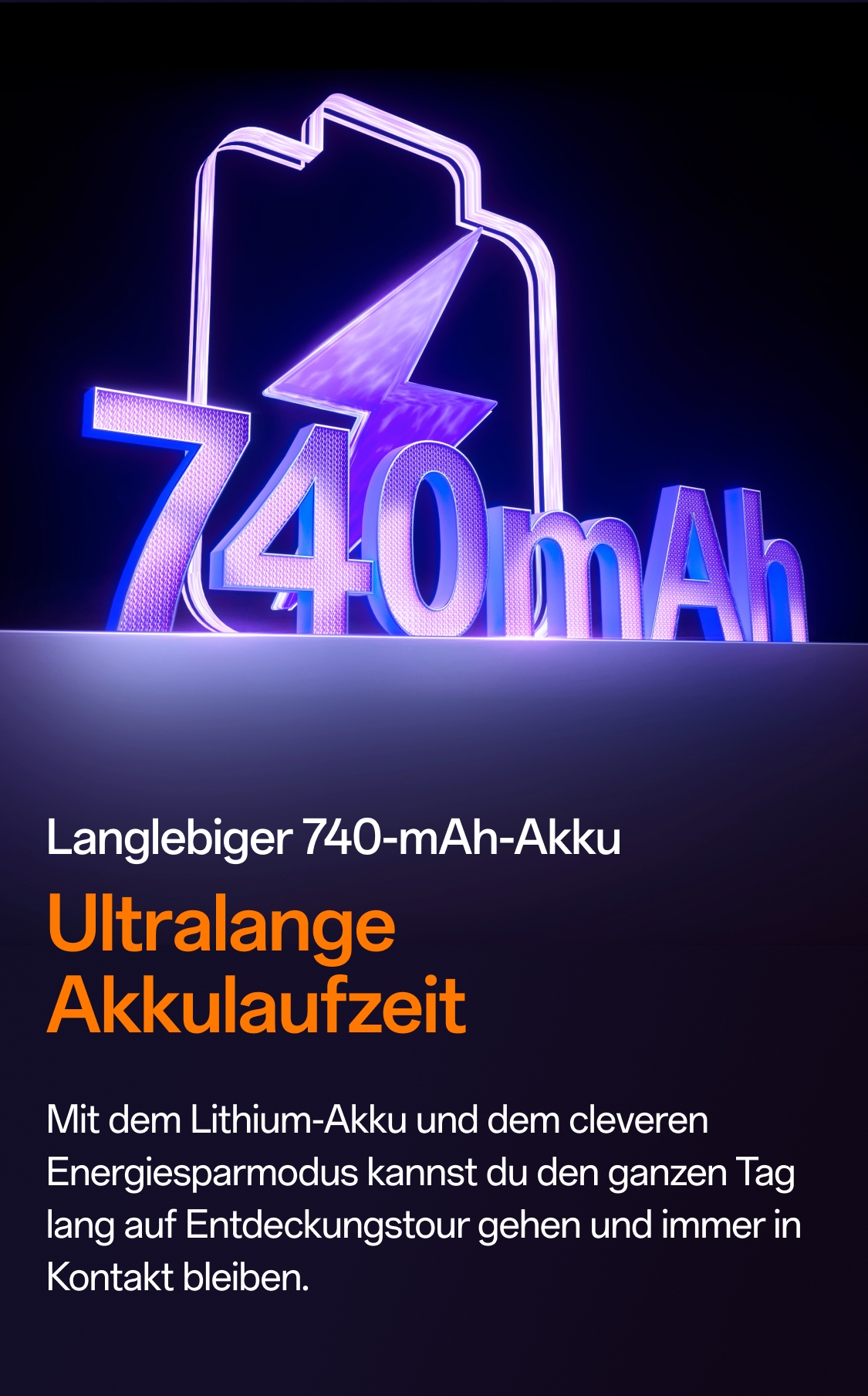 imoo Watch Phone Z3 mit 740mAh Akku für ultralange Akkulaufzeit, Produktseite