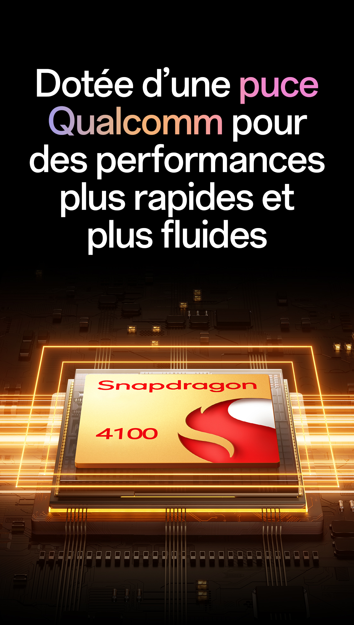 imoo Smartwatch X10 mit Qualcomm Snapdragon 4100 Chip für schnellere und flüssigere Leistung auf der Produktseite.