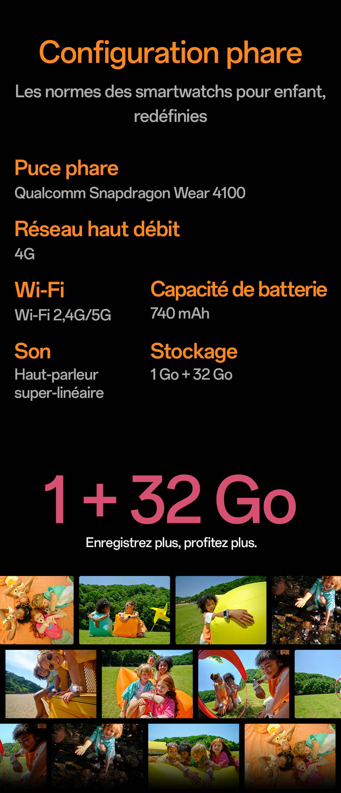 imoo Smartwatch X10: Snapdragon Chip, 1GB+32GB Speicher, 4G, WLAN. Technische Details & Kinder im Freien. Produktseite.