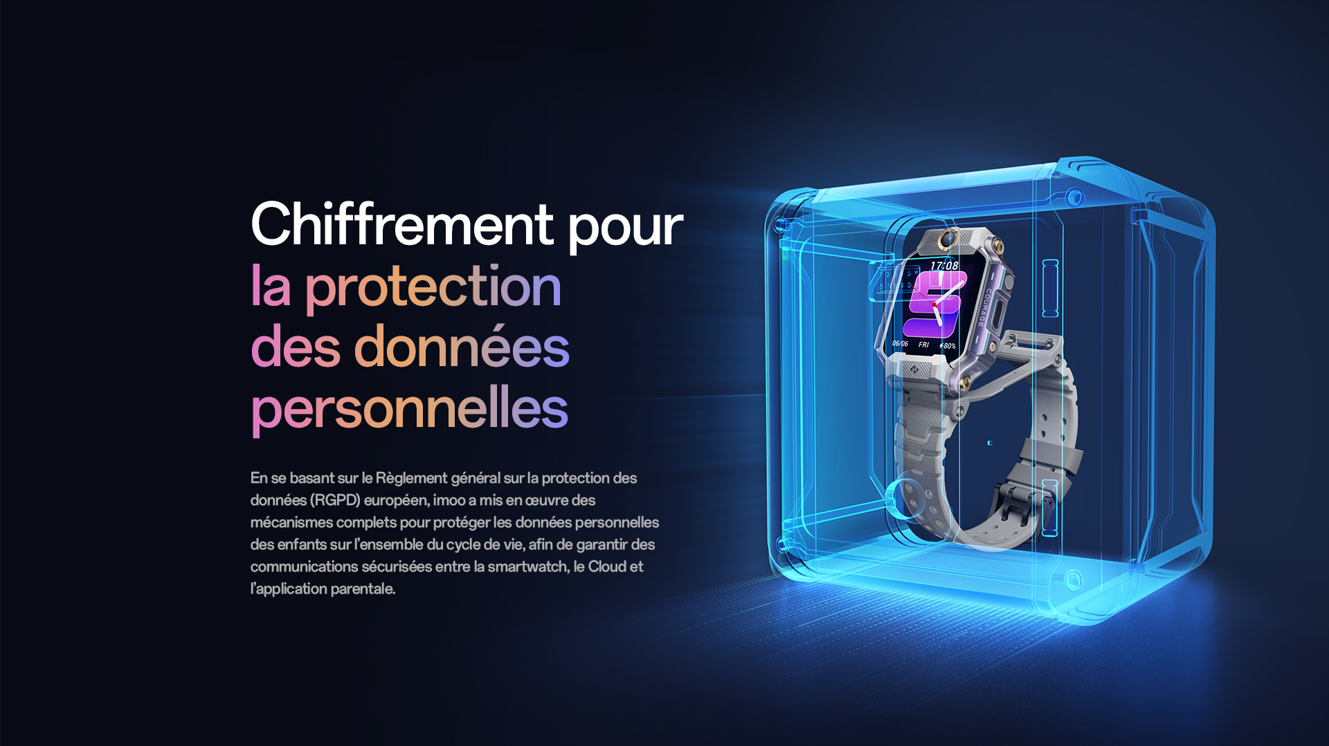 imoo Smartwatch X10: Weltkarte mit Markierungen, zeigt internationale Netzabdeckung. Produktseite.