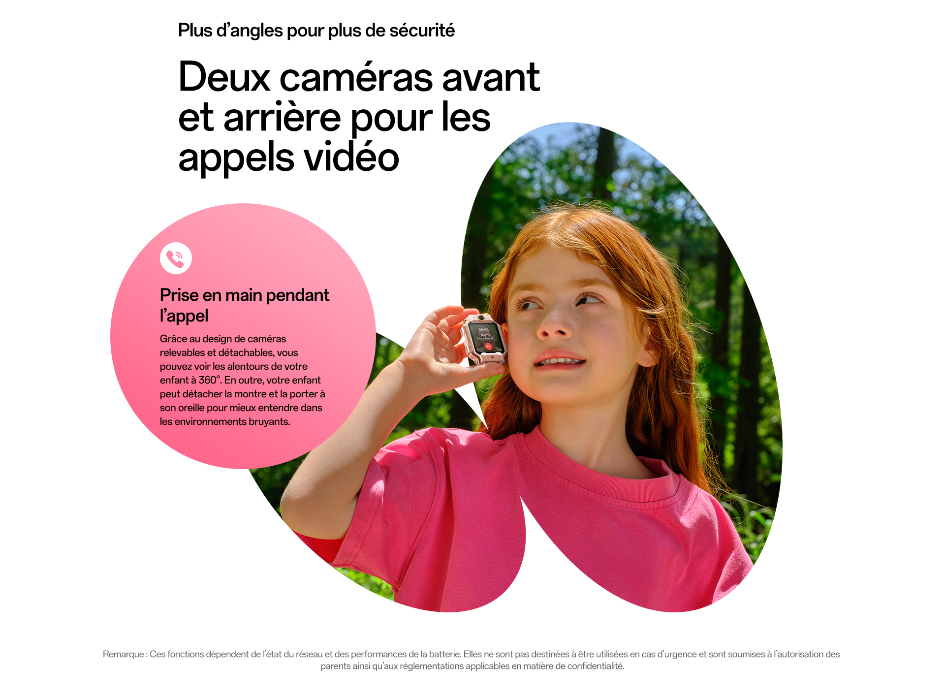 imoo Smartwatch X10 mit Kind im Wald während eines Videoanrufs mit 'Mum'