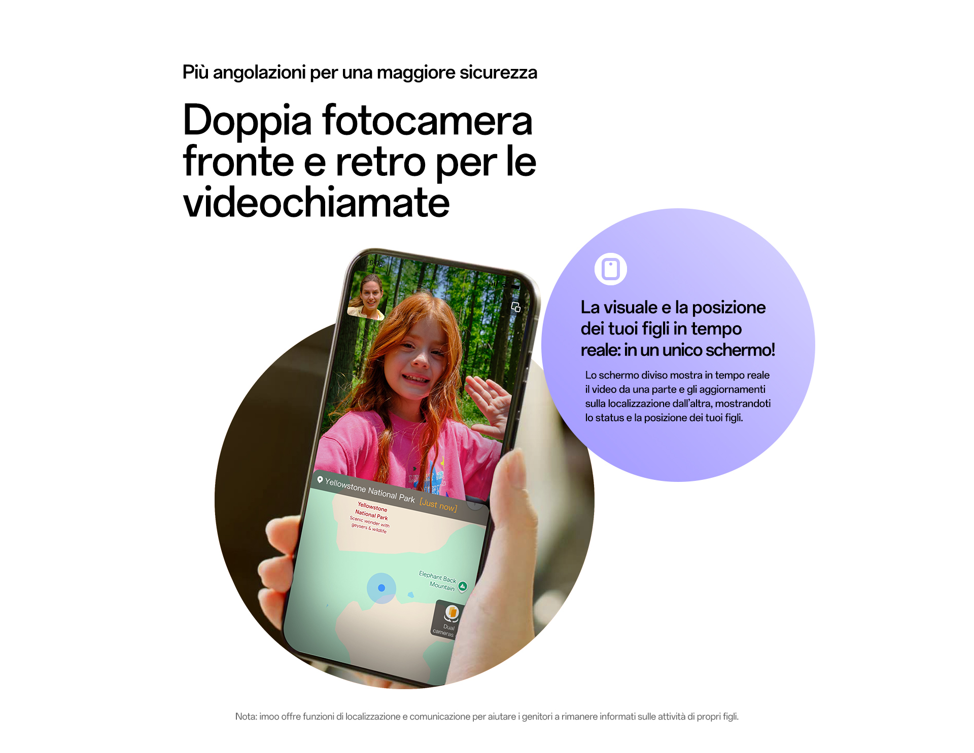 imoo Smartwatch X10 zeigt Videoanruf und Karte mit Kindesstandort, Dual-Kamera für Anrufe auf Produktseite