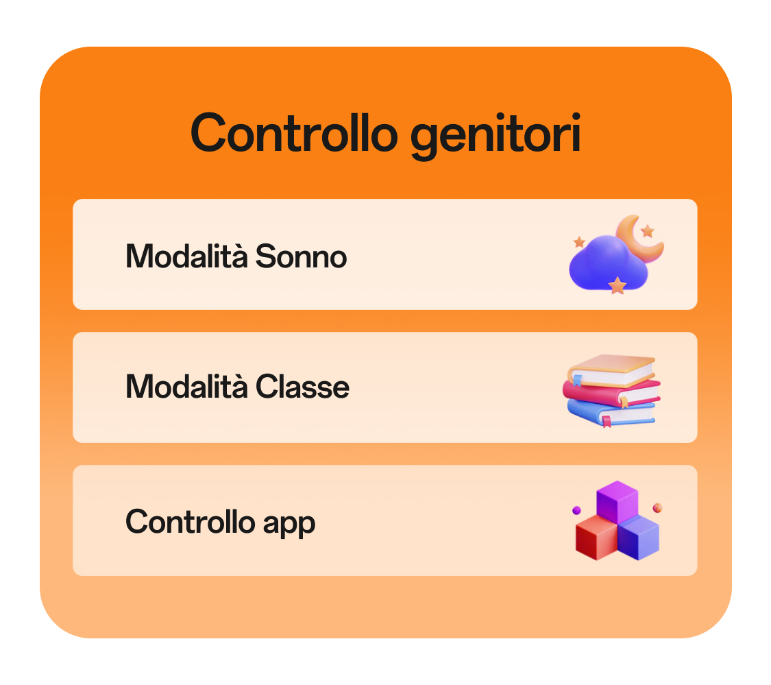 imoo Z3 Kindersicherung: Schlaf-, Klassenmodus und App-Verwaltung mit Icons für Sicherheit auf der Produktseite
