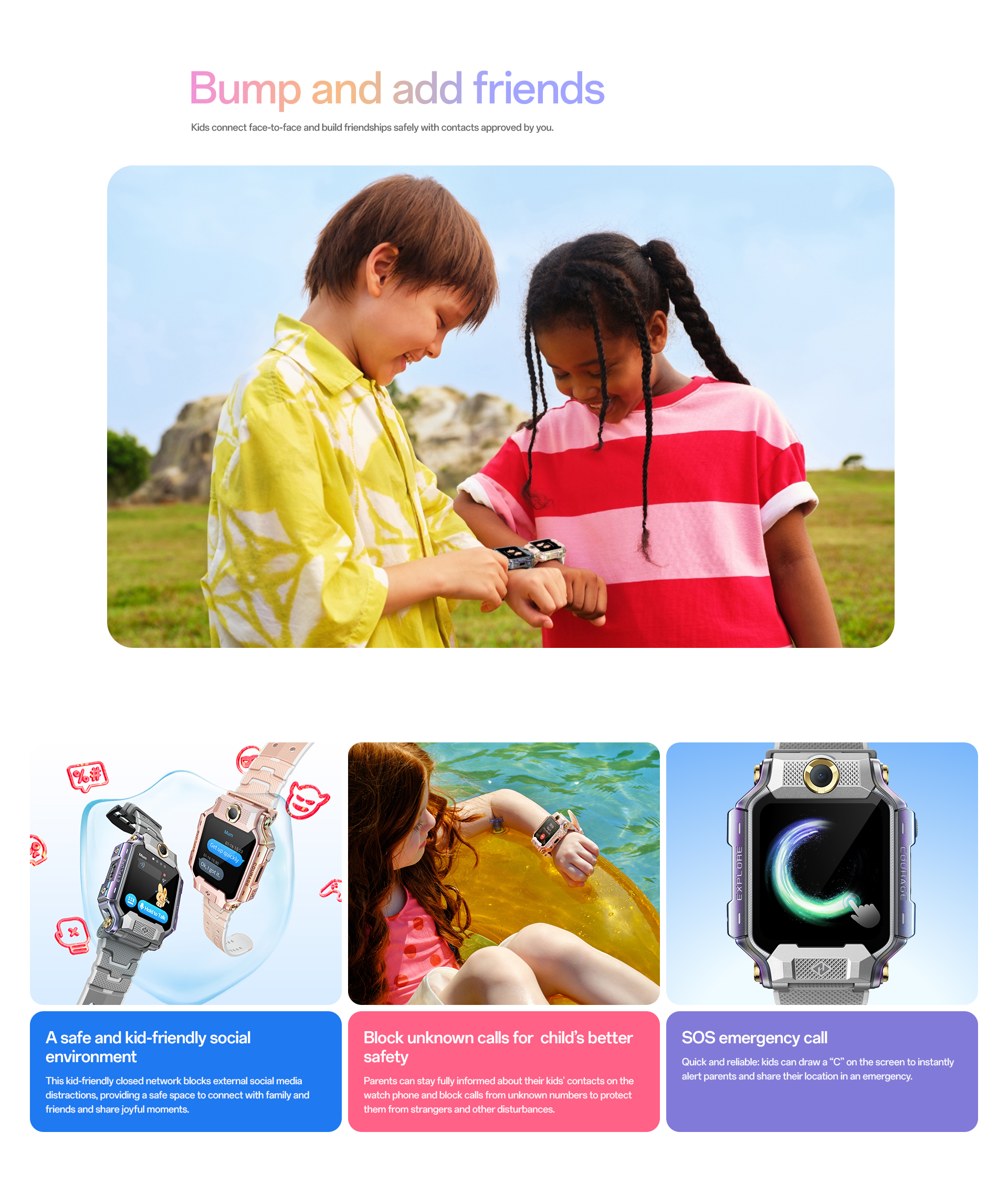 Bump and add friends, parent-approved contacts