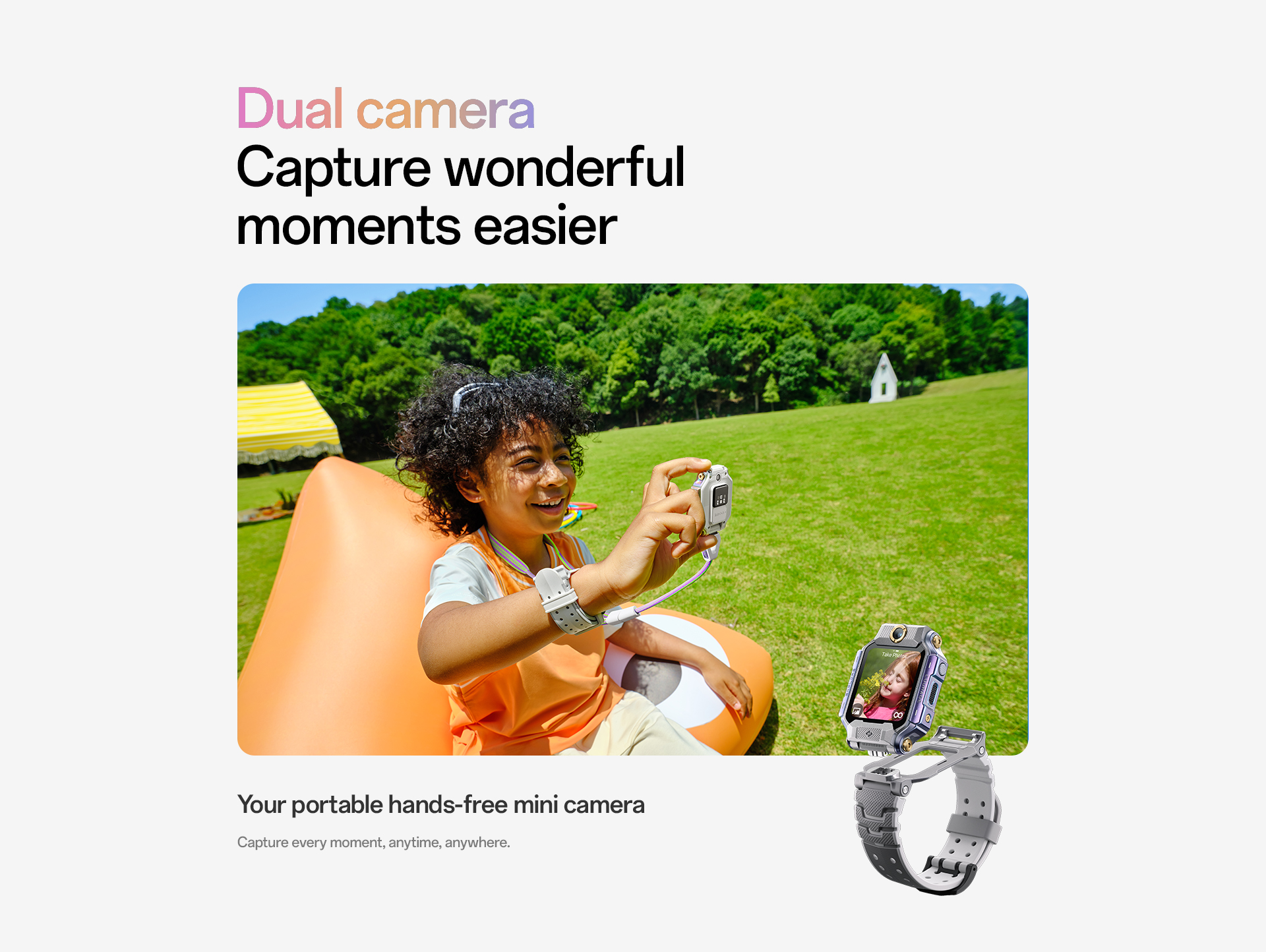 Portable hands-free camera, capture moments anytime