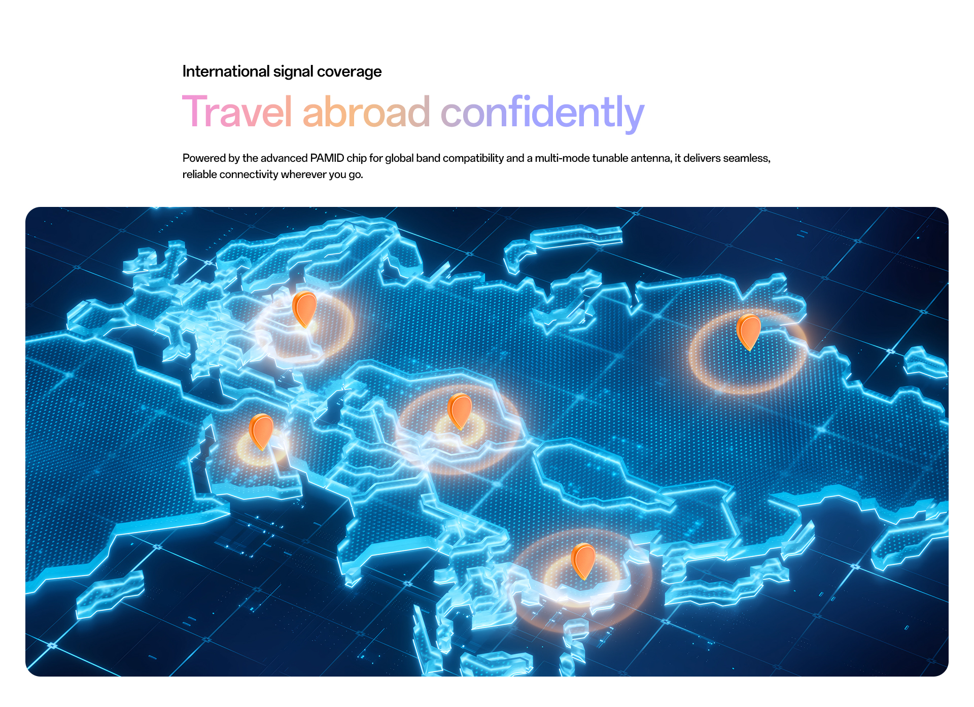International signal coverage, PAMID chip, global connectivity, multi-mode tunable antenna