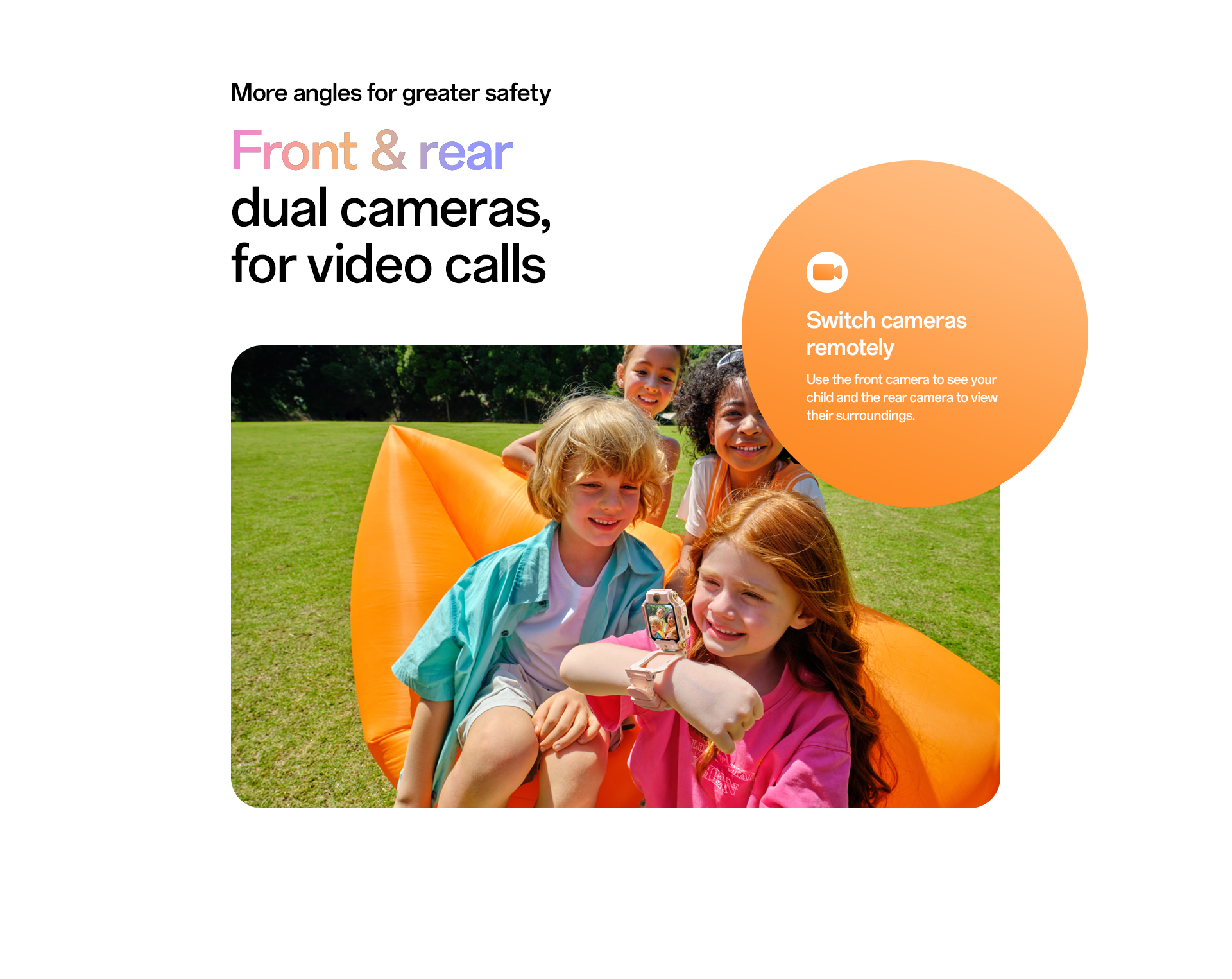 Remote camera switching, front camera, rear camera, child and surroundings