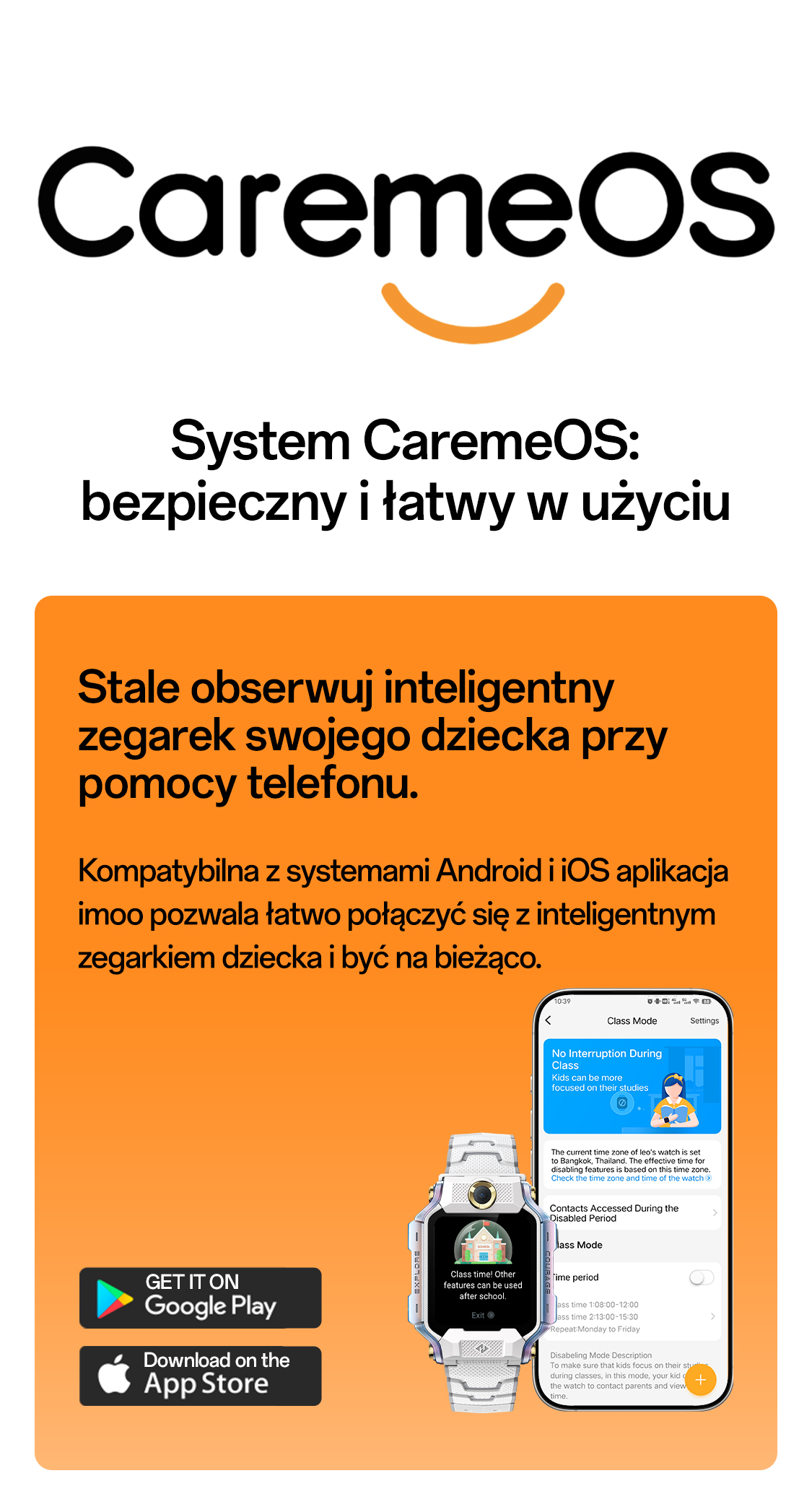 imoo Watch Phone X10 Kindersicherung: Schlafmodus, Klassenmodus, App-Verwaltung, Bildschirmzeit. Produktseite.