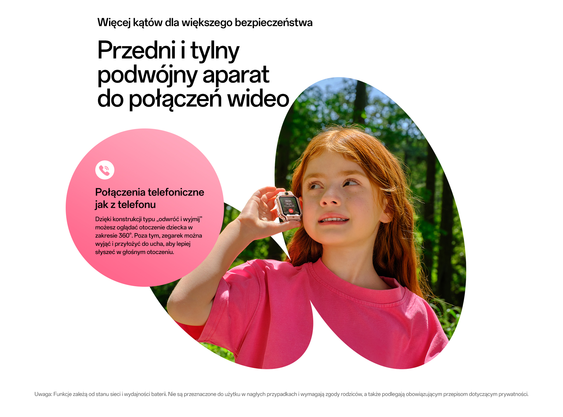 imoo Watch Phone X10 mit Kind im Wald während eines Videoanrufs mit 'Mum'