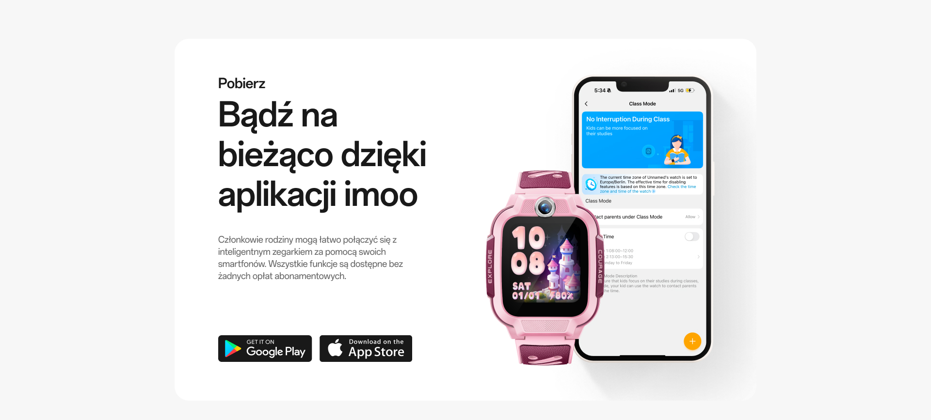 imoo Watch Z3: Funktionen Chat, SMS empfangen, Schritte zählen und 2MP Frontkamera zum Fotografieren. Produktseite.