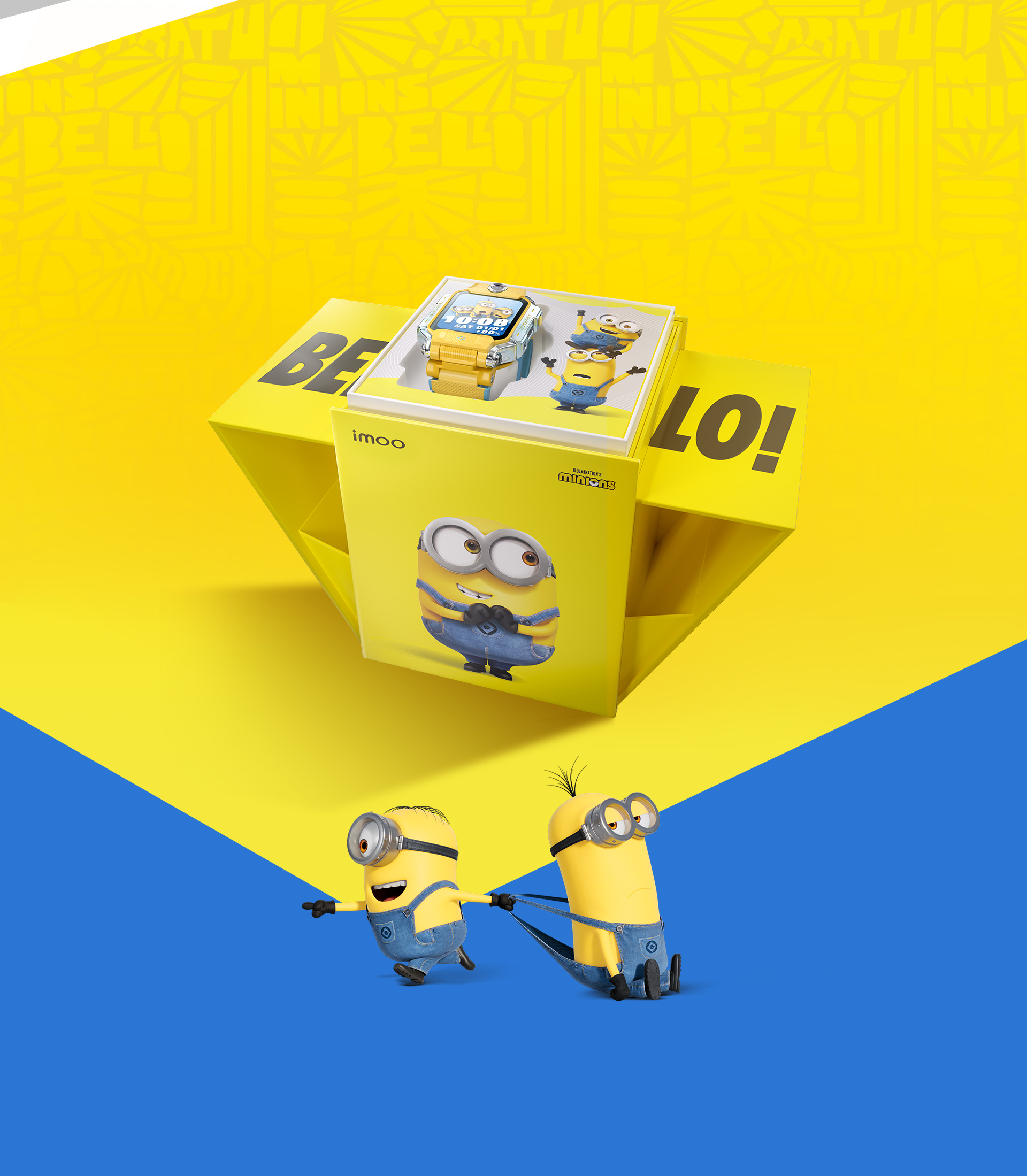imoo X10 Minions gift box with the Watch Phone inside