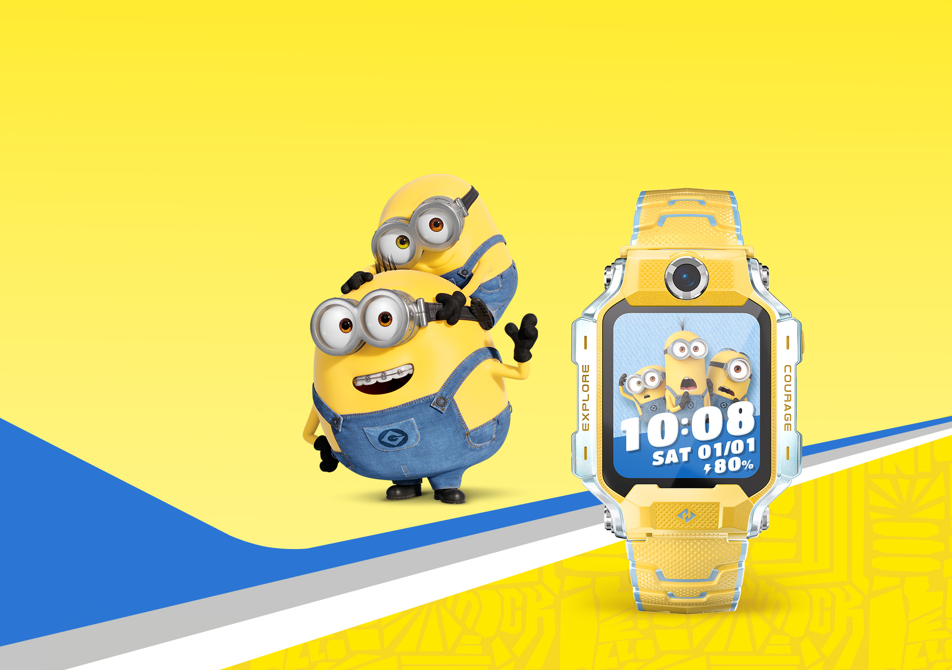 Minions-themed watch face on the imoo X10
