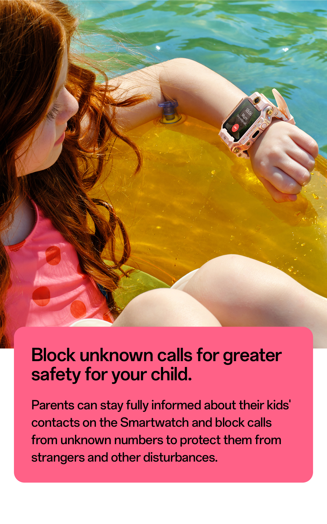 imoo Watch Phone X10 Weiß: SOS-Notruf durch 'C'-Zeichnung auf dem Display. Produktseite.