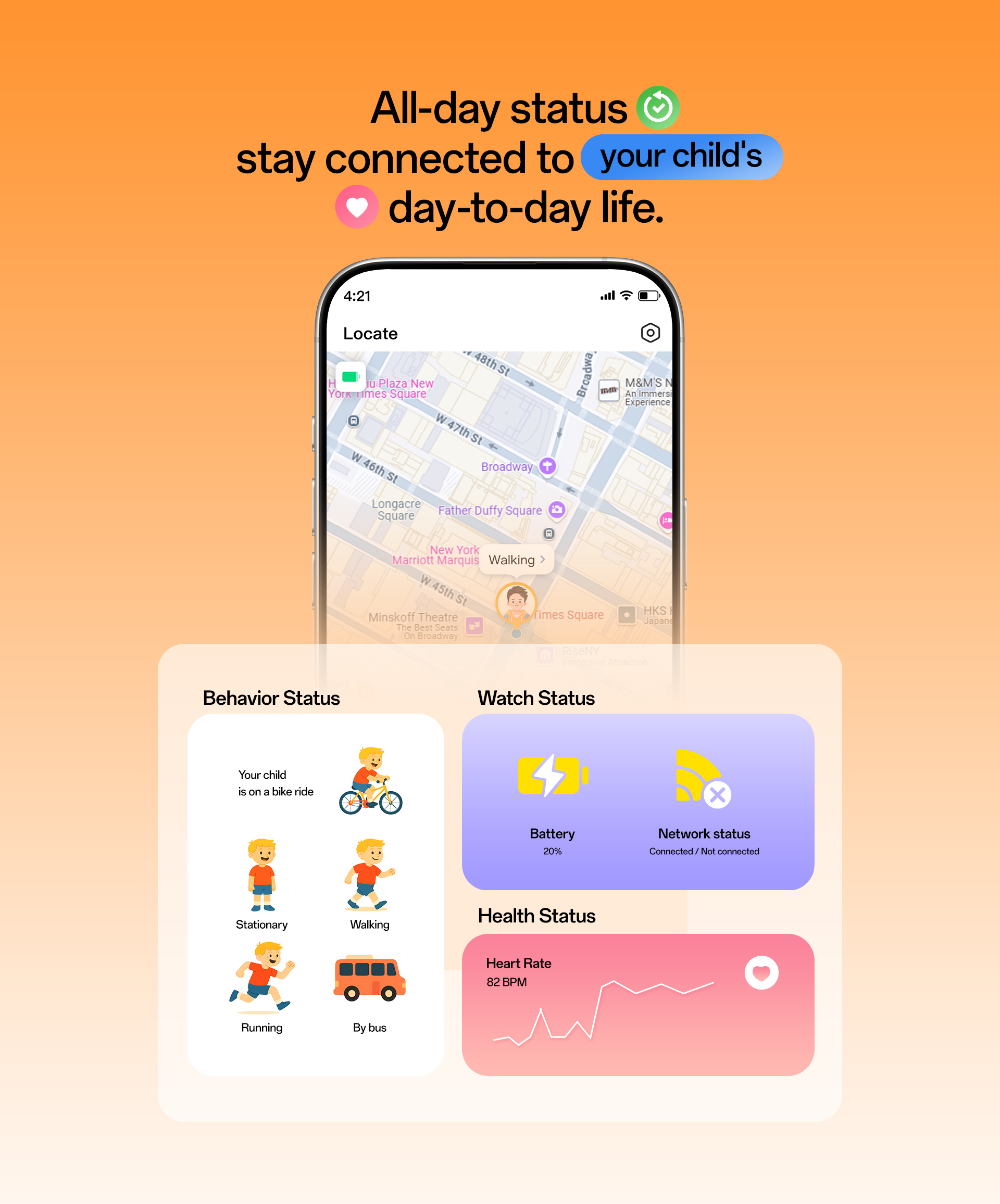 All day status stay connected to child's daily life