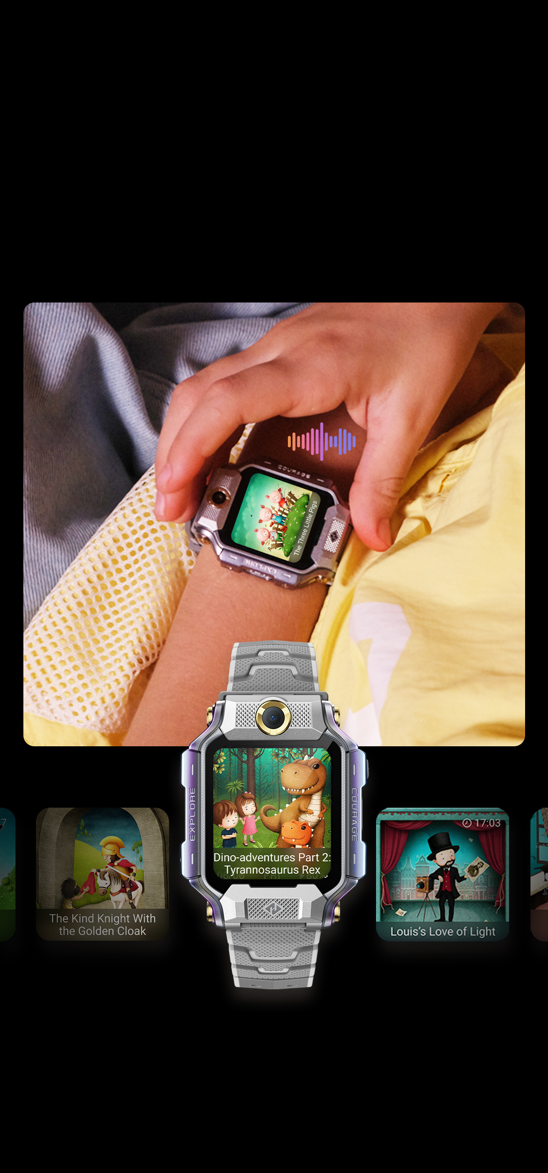 Storyteller on wrist integrated with Readmio audiobooks some features require payment