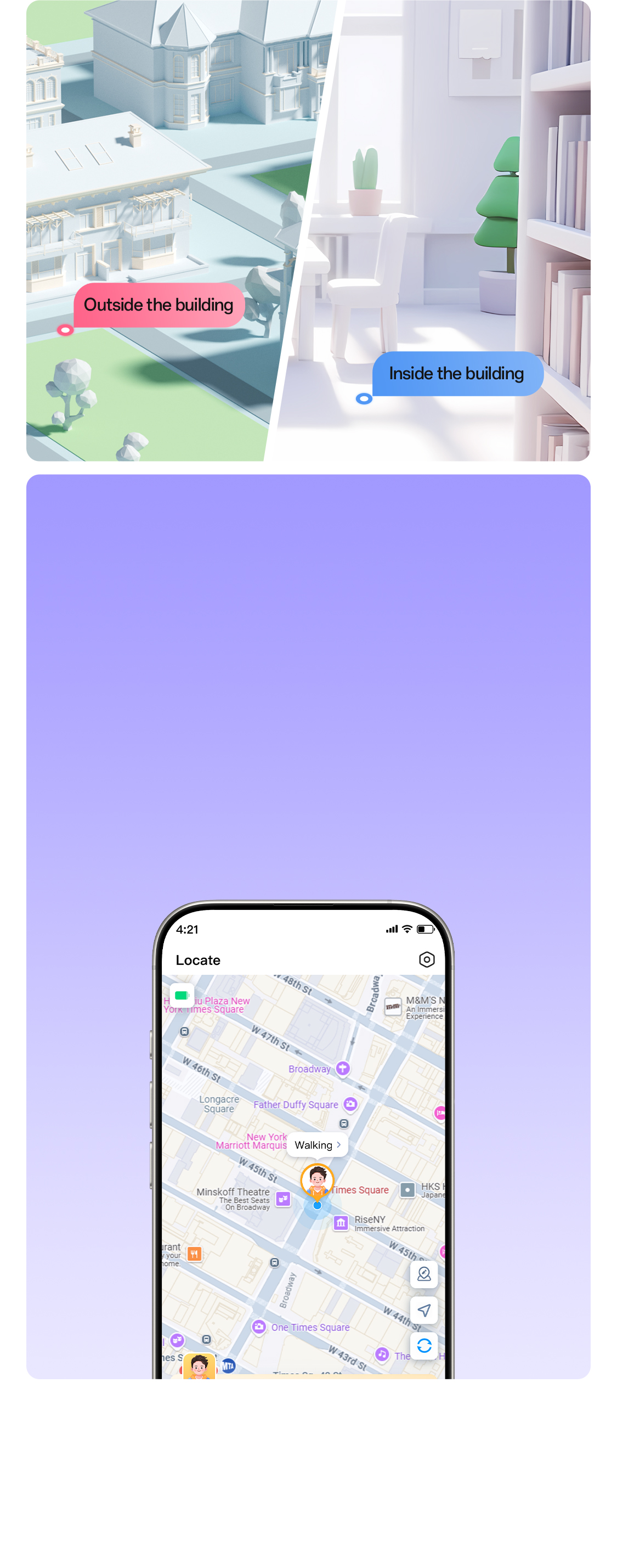 Pick up after school unlock phone to see child location inside or outside building
