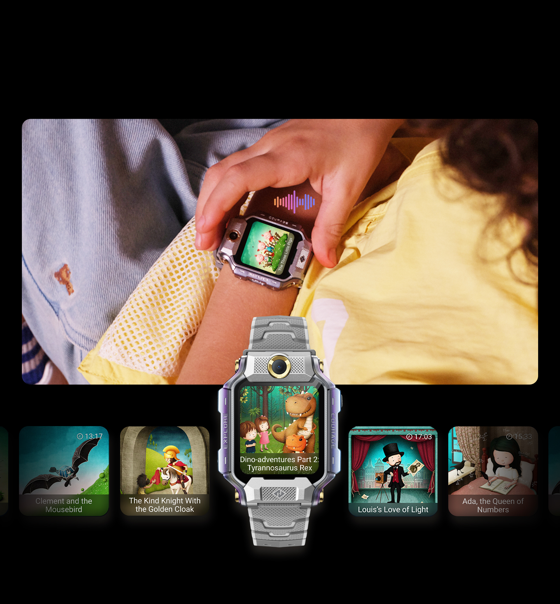 Storyteller on wrist integrated with Readmio audiobooks some features require payment