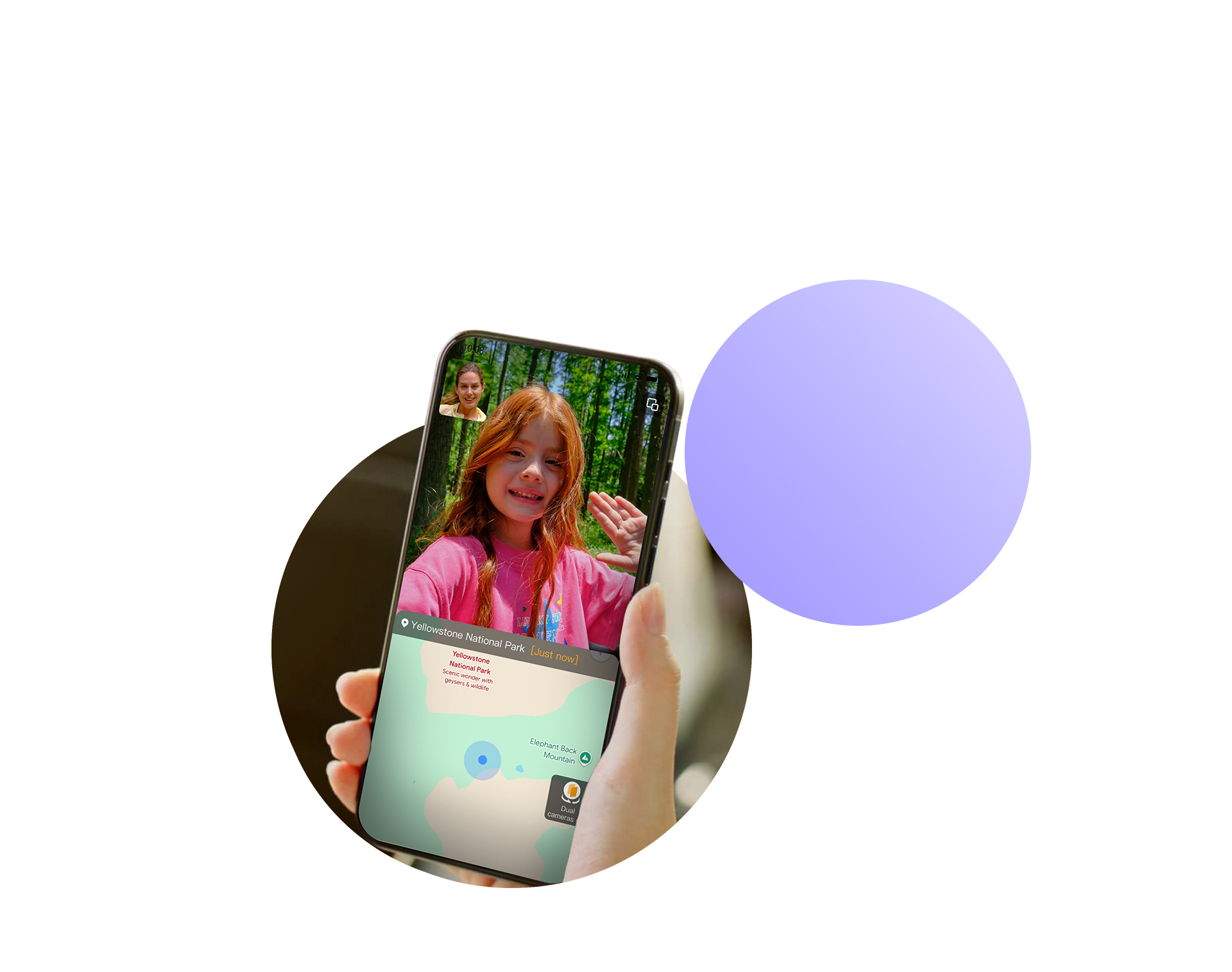 More angles greater safety front rear dual cameras video calls split screen live view and location