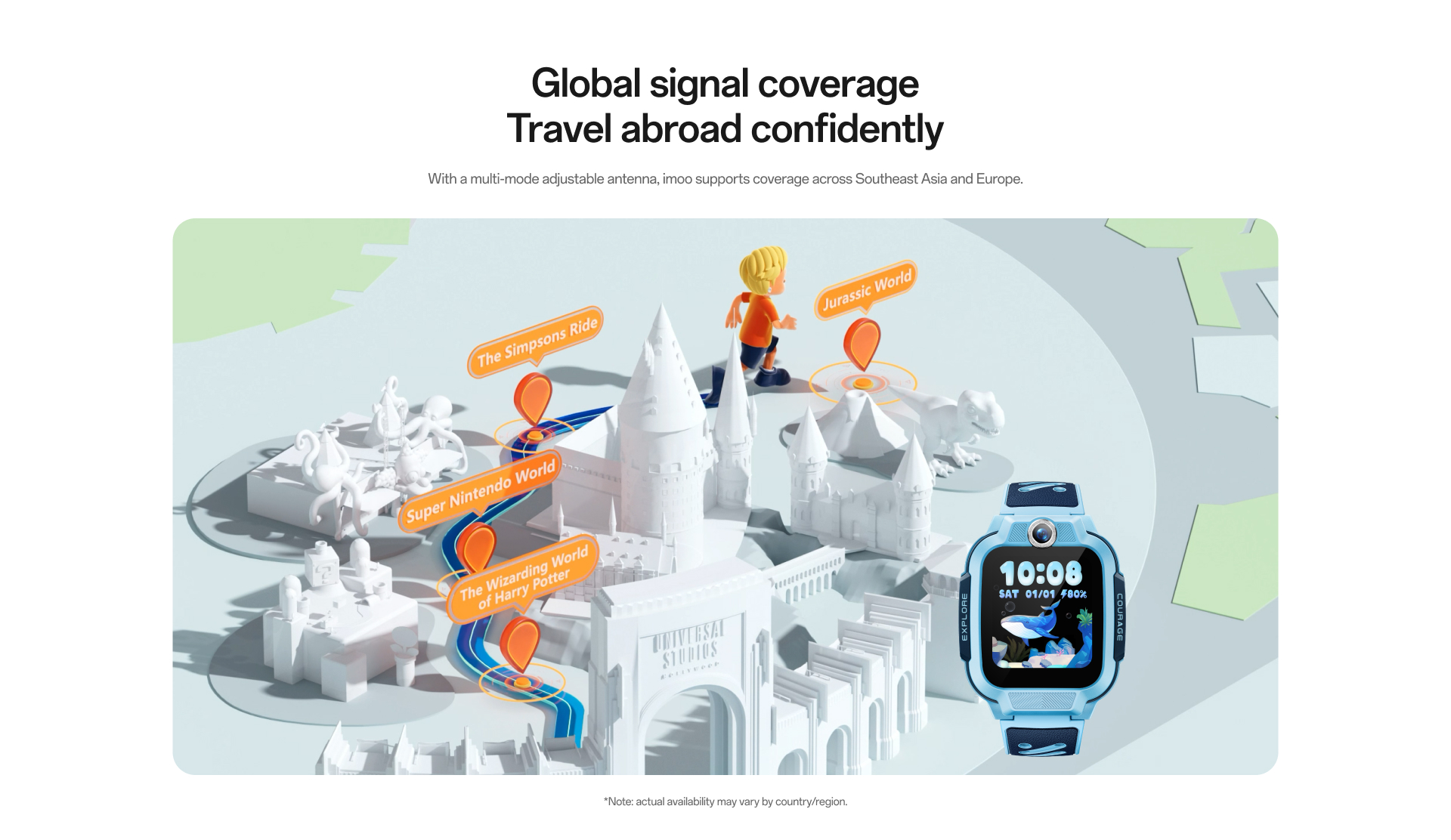 Globale Netzabdeckung von imoo mit leuchtenden Verbindungen und Standort-Pins auf stilisierten Weltkarte.