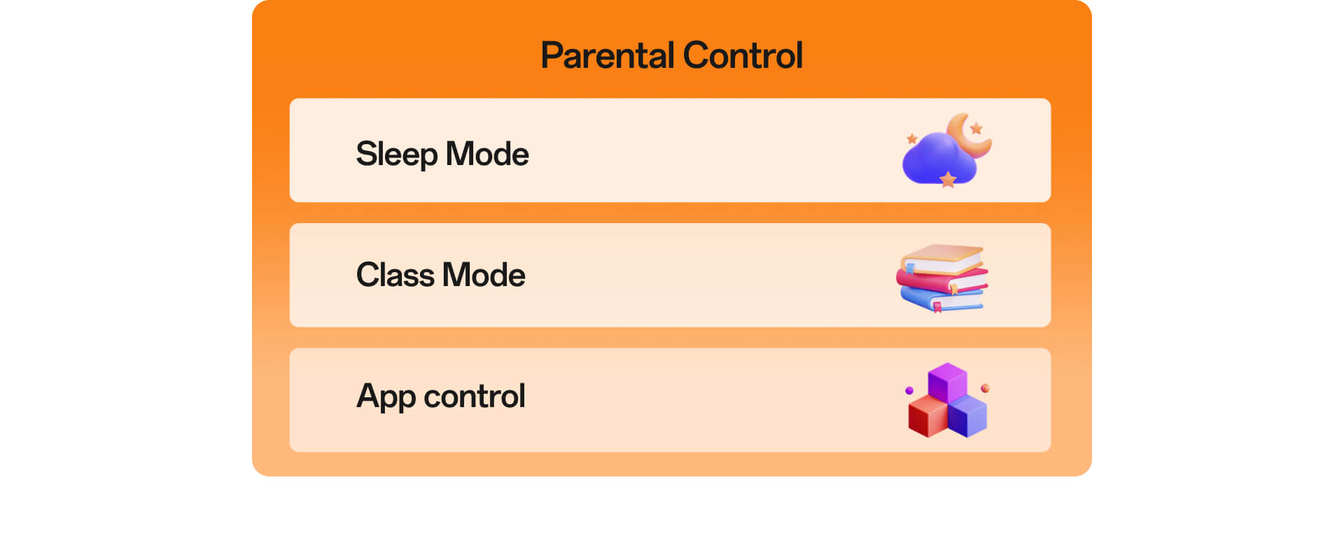 Parental control sleep mode class mode app control