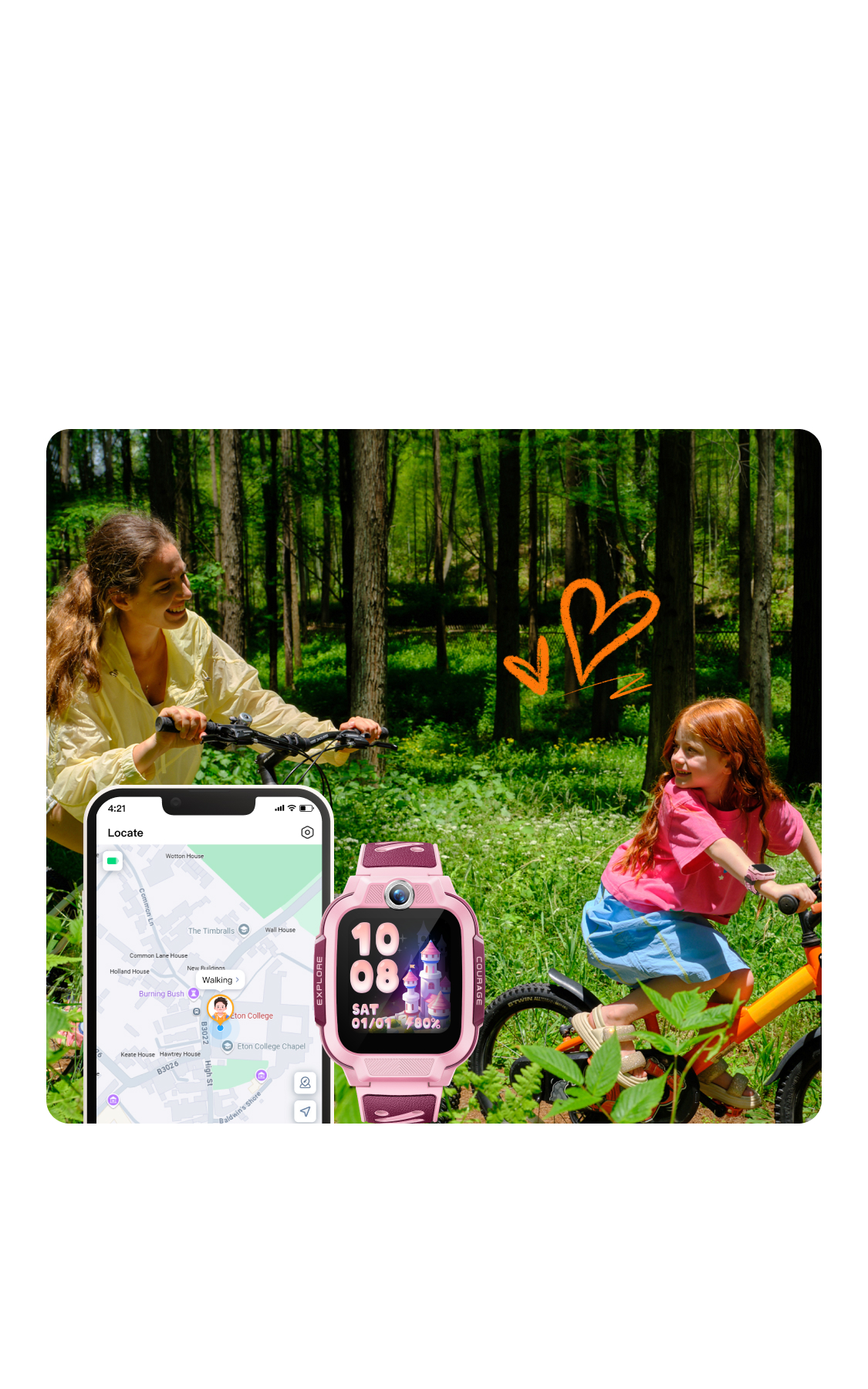 Parent and child cycling with location tracking