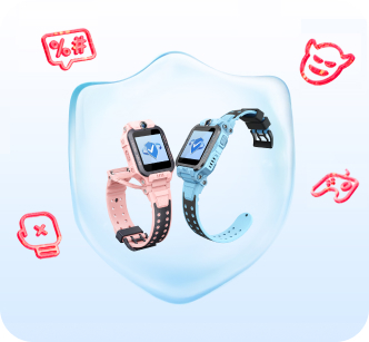 imoo Watch Phone Z7: Rosa & blaue Smartwatch im Schutzschild, zeigt Sicherheit vor Online-Bedrohungen.