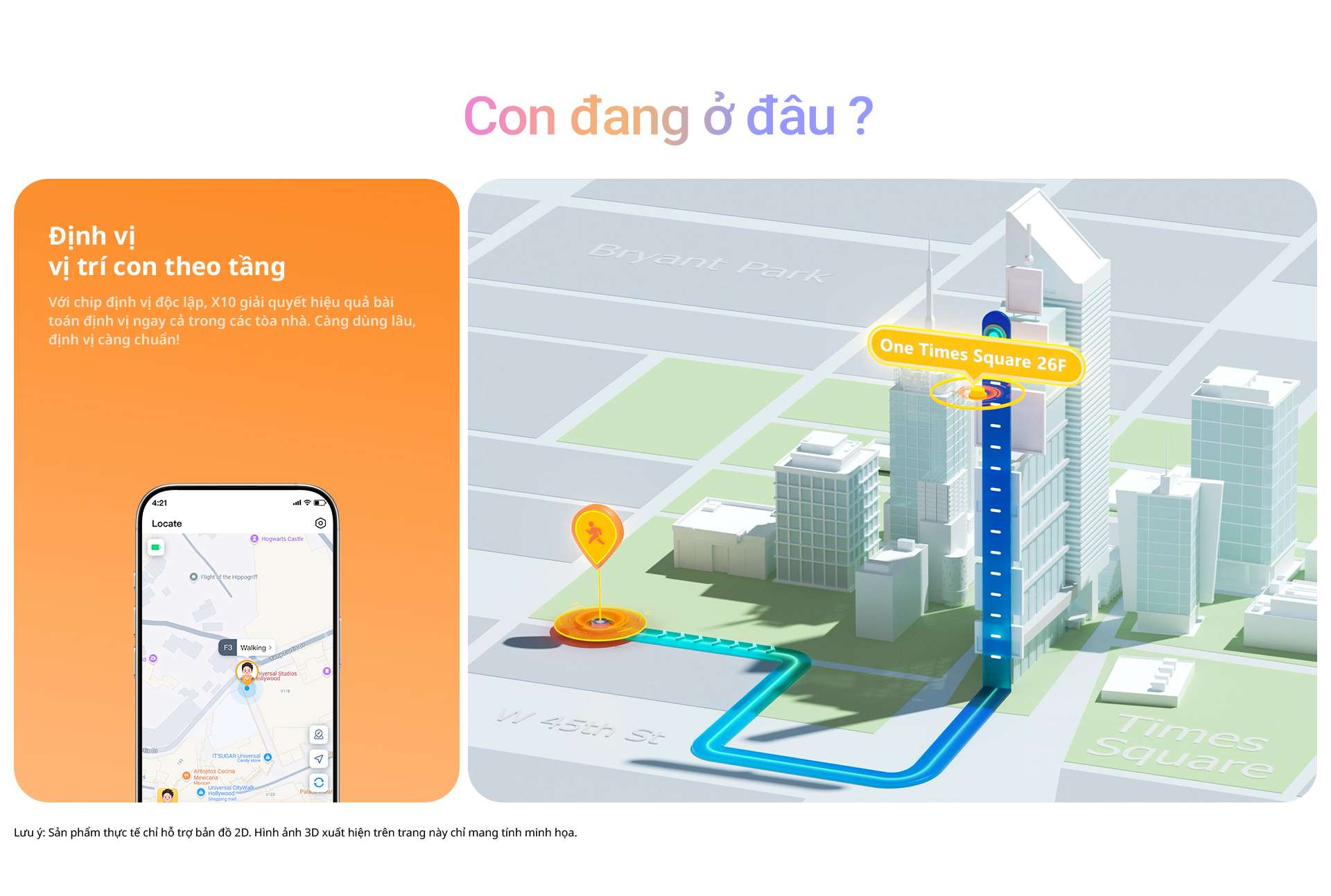 Con đang ở đâu? Định vị vị trí con theo tầng Với chip định vị độc lập, X10 giải quyết hiệu quả bài toán định vị ngay cả trong các tòa nhà. Càng dùng lâu, định vị càng chuẩn! Locate F3 Walking Universal Studios Hollywood It’s UGA Universal Art Museum AirJollies Cocina Mexicana Universal City Walk Hollywood Lưu ý: Sản phẩm thực tế chỉ hỗ trợ bản đồ 2D. Hình ảnh 3D xuất hiện trên trang này chỉ mang tính minh họa.